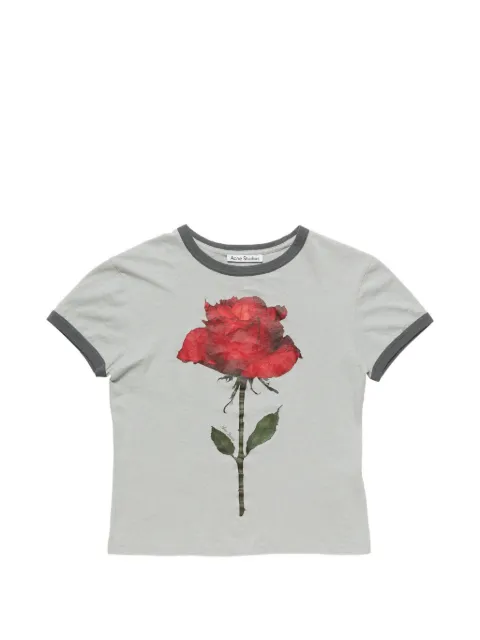 Acne Studios rose-print ringer T-shirt