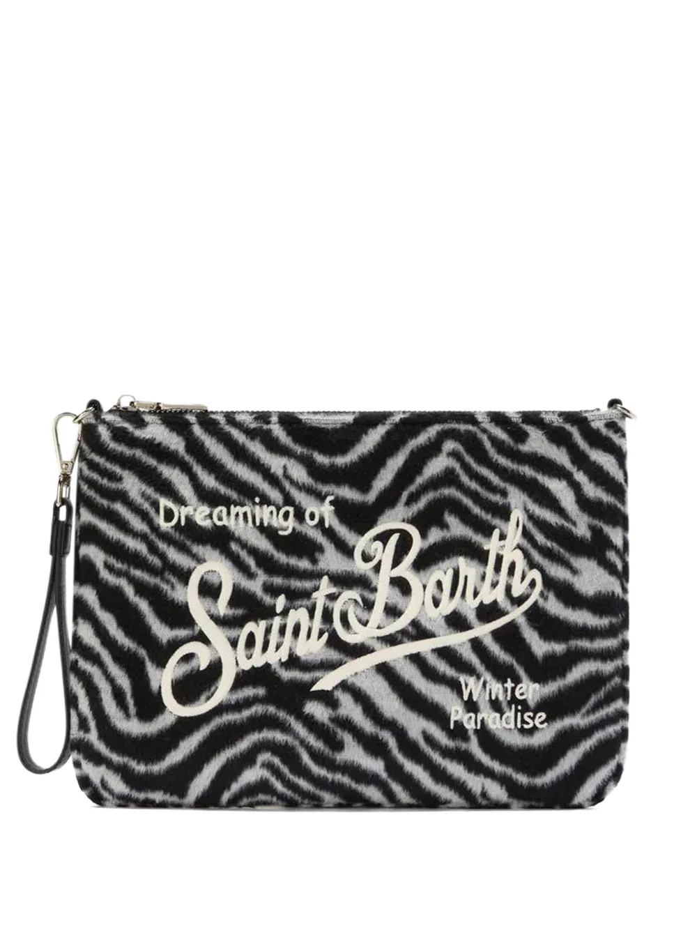 MC2 Saint Barth zebra-print zip-fastening clutch bag | Black | Image 1