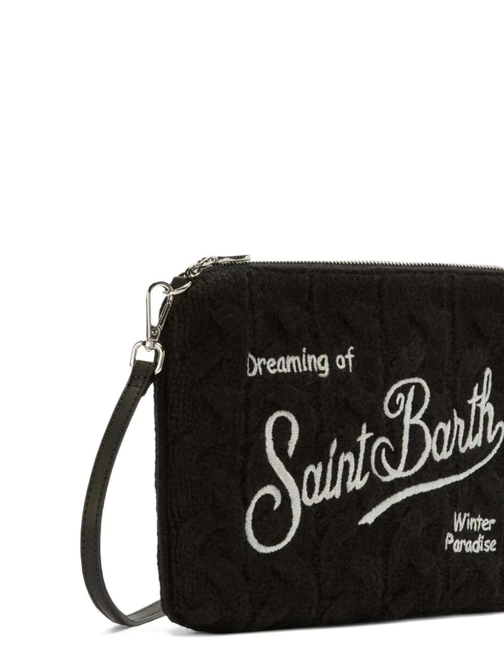 Mc2 Saint Barth Parisienne Embroidery Clutch Bag In Black