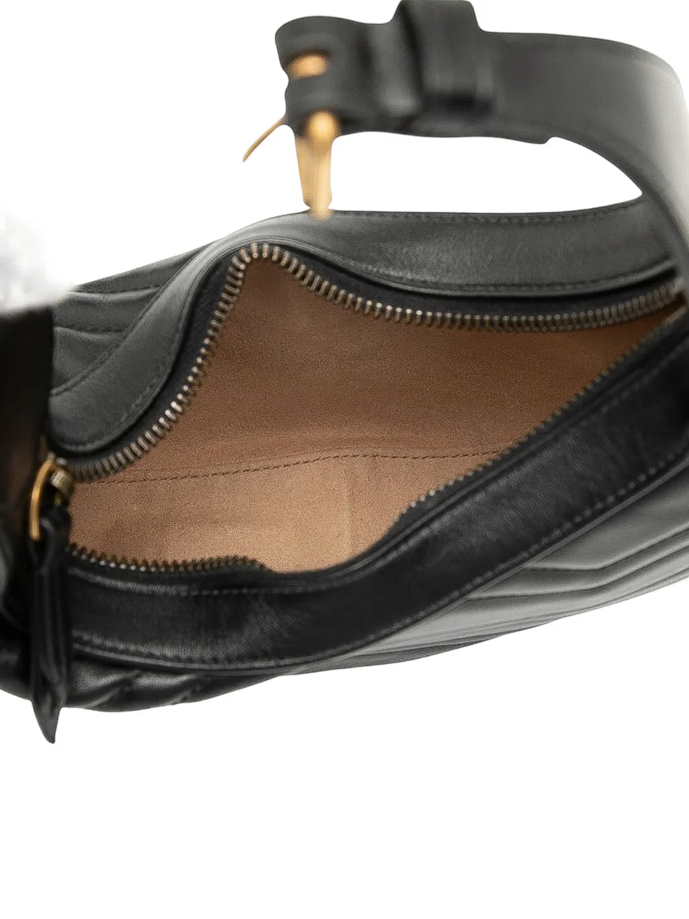 Pre-owned Gucci 2016-2025 Mini Gg Marmont Half Moon Bag Satchel In Black