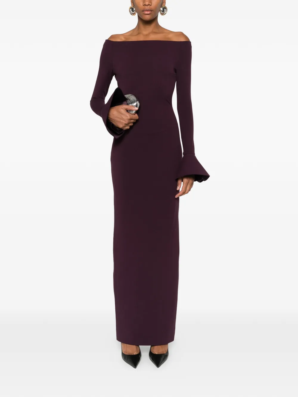 Solace London Anica off-shoulder flared maxi-jurk - Paars
