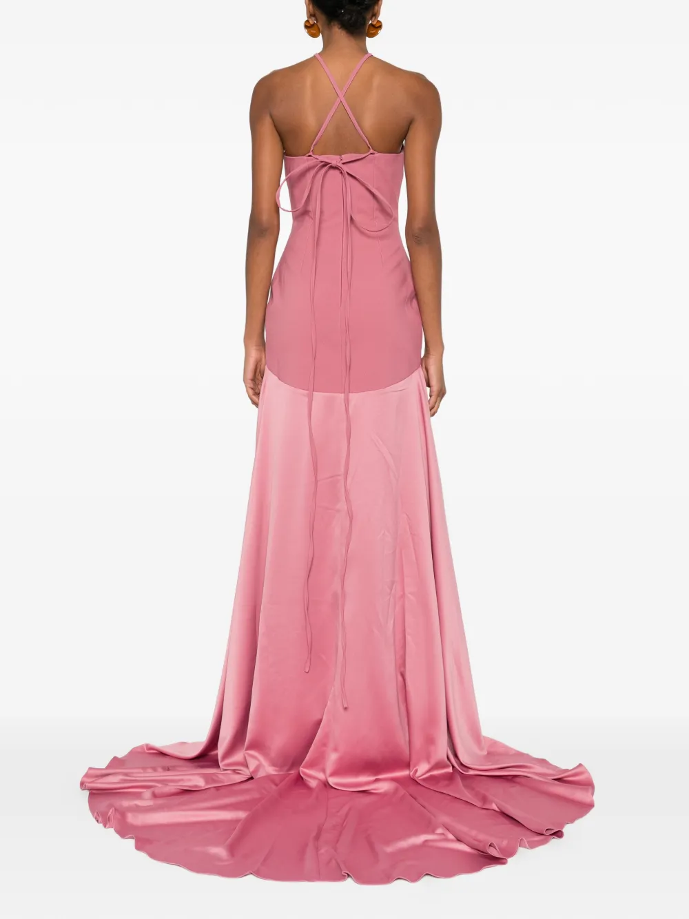 Solace London Florie avondjurk met halternek en vlakken Roze