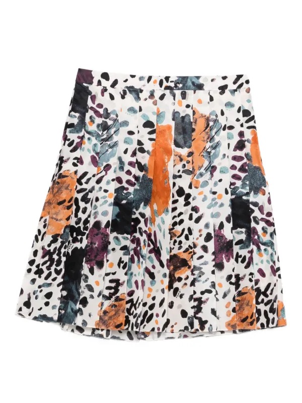 Fendi Pleated-print Skirt in White