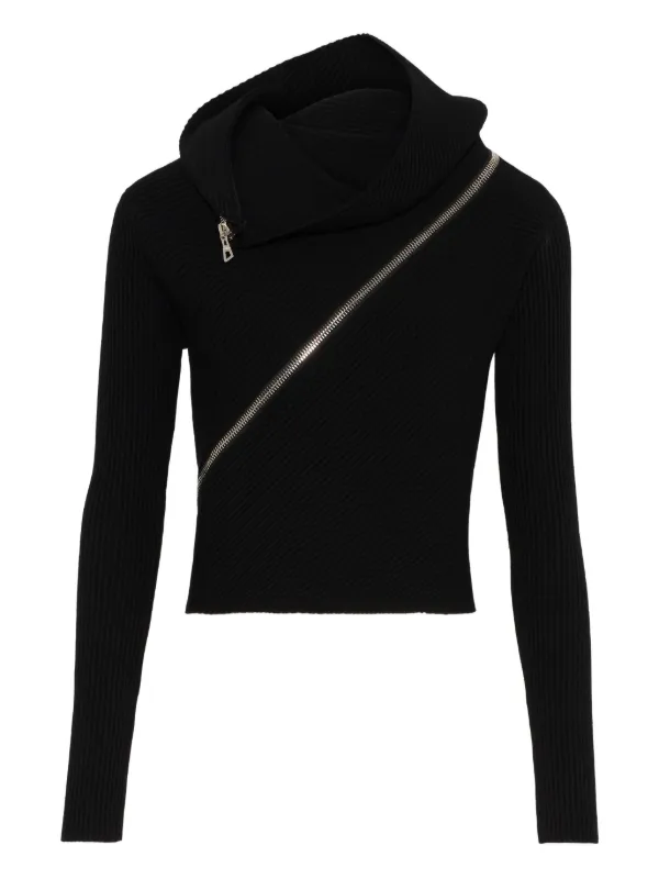 トップス Jean Paul Gaultier Ribbed Zip-Up Knit 46 32852423_63129420_600.jpg