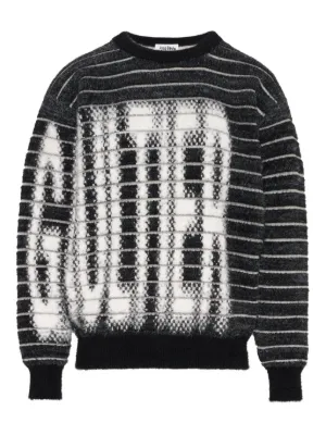 Jean Paul Gaultier Striped Jacquard crew-neck Sweater | Black