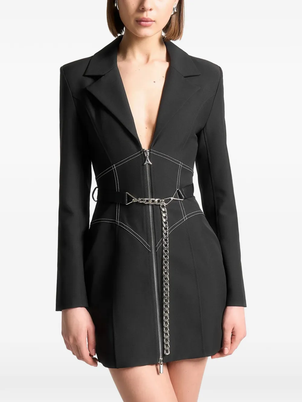 Manière De Voir contrast-stitch chain-detail blazer dress - Nero