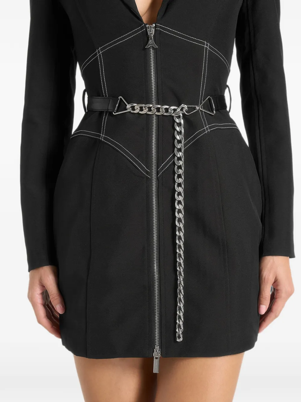 Manière De Voir Mini-blazerjurk met contrasterend stiksel en korset en kettingdetail Zwart