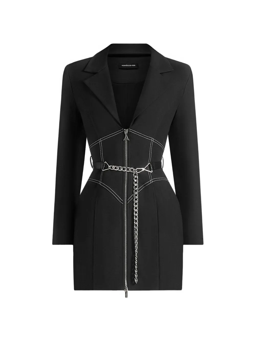 Manière De Voir contrast-stitch chain-detail blazer dress - Nero