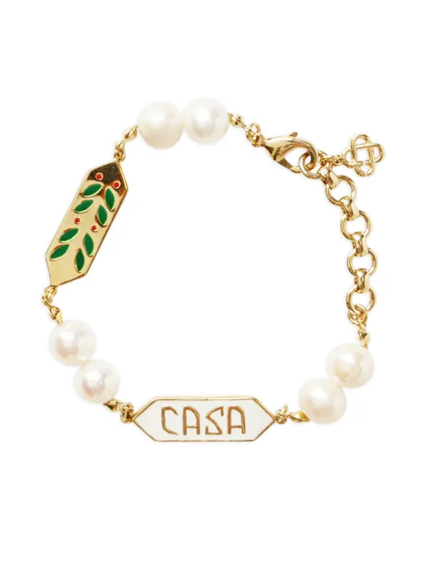Casablanca Laurel Pearl Bracelet in Gold