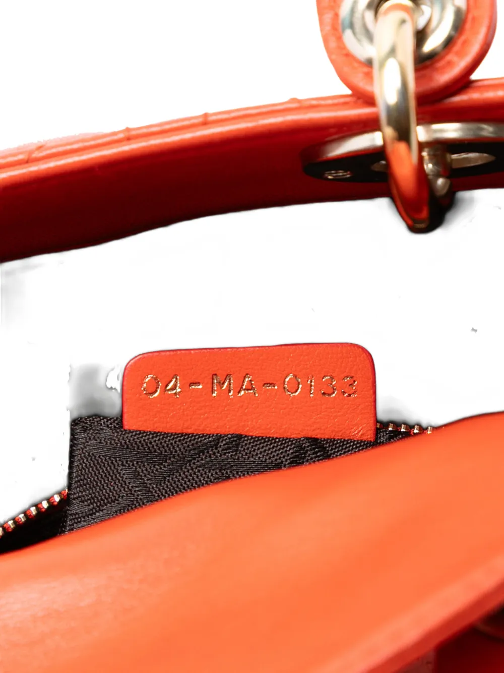 Pre-owned Dior 2013 Mini Lambskin Cannage Lady  Satchel In Orange