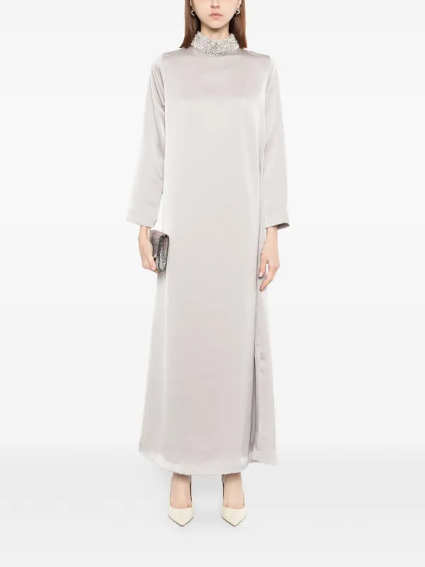 embellished grey maxi dress Coast Women's Embellished Artwork Long Sleeve Tiered Bridesmaid Maxi Dress in Dusty Rose | Size: 6
