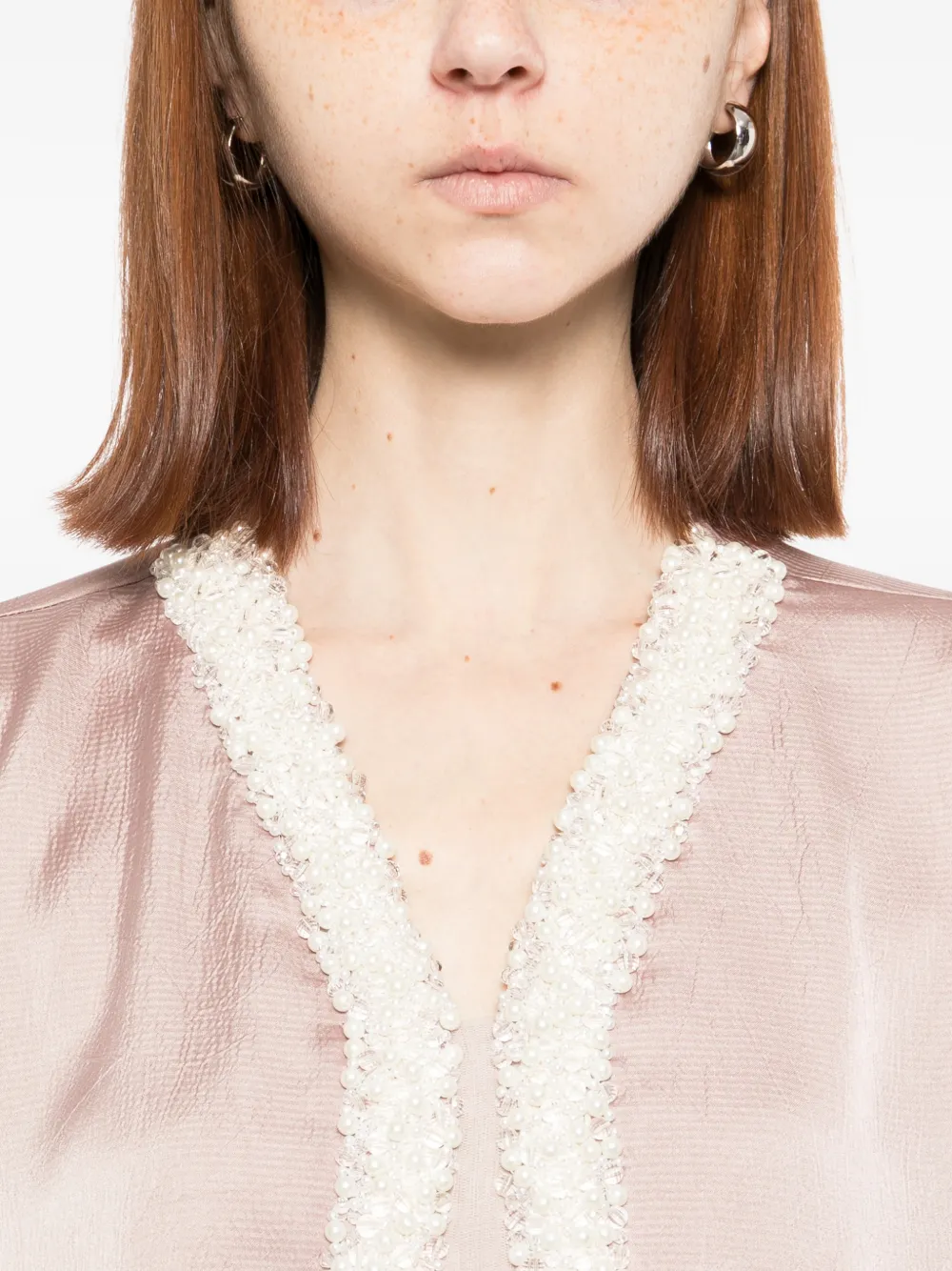 SHATHA ESSA Verfraaide jurk met uitgesneden details Roze