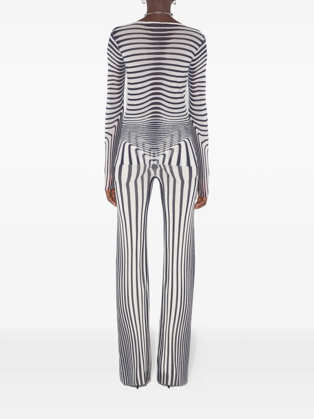 Jean Paul Gaultier long-sleeve morphing-stripes top Wit