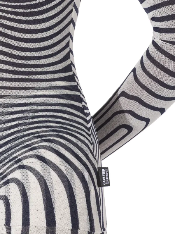 Jean Paul Gaultier long-sleeve morphing-stripes Top | White | FARFETCH