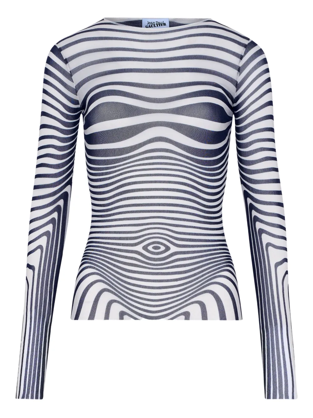 Jean Paul Gaultier long-sleeve morphing-stripes top - Bianco