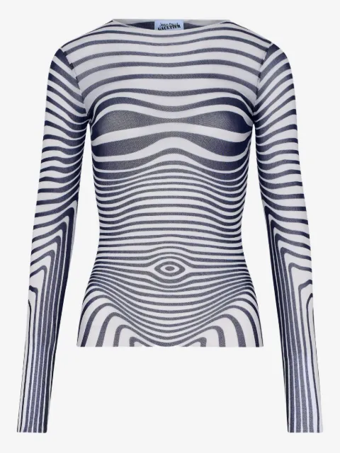 Jean Paul Gaultier long-sleeve morphing-stripes top