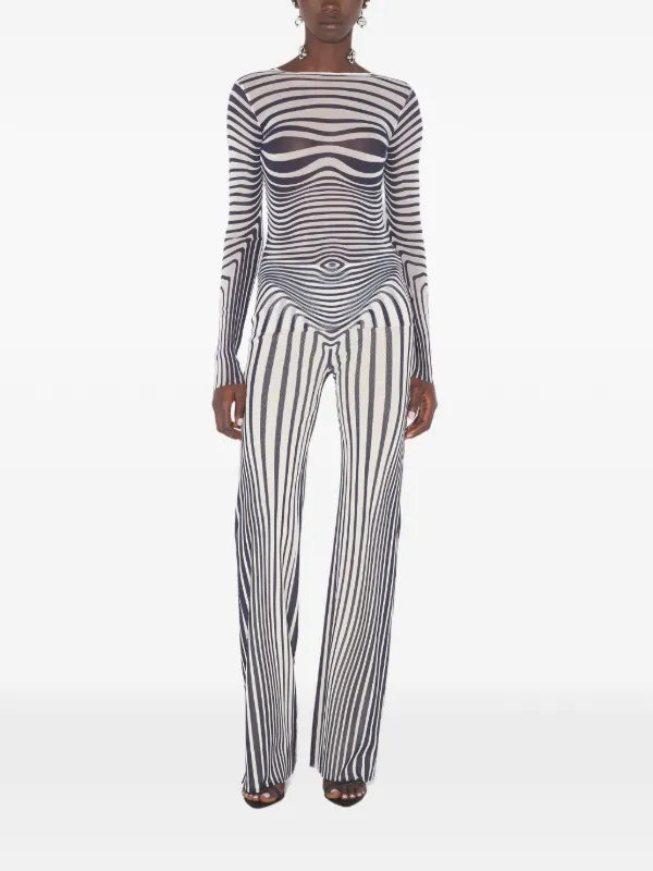 Jean Paul Gaultier long-sleeve morphing-stripes Top | White | FARFETCH