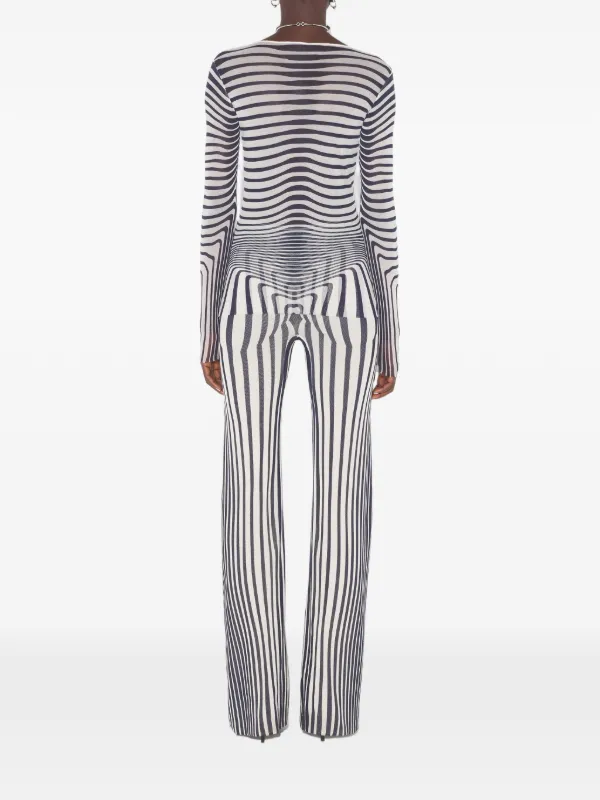 Jean Paul Gaultier long-sleeve morphing-stripes Top | White | FARFETCH
