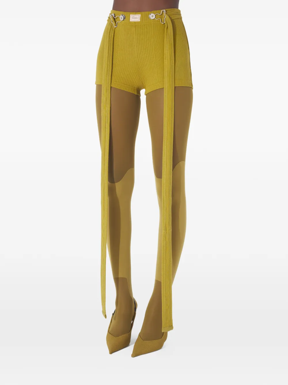 Jean Paul Gaultier Geribbelde broek met patch Geel