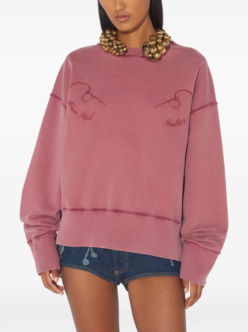 Jean Paul Gaultier Sweater met borduurwerk Rood