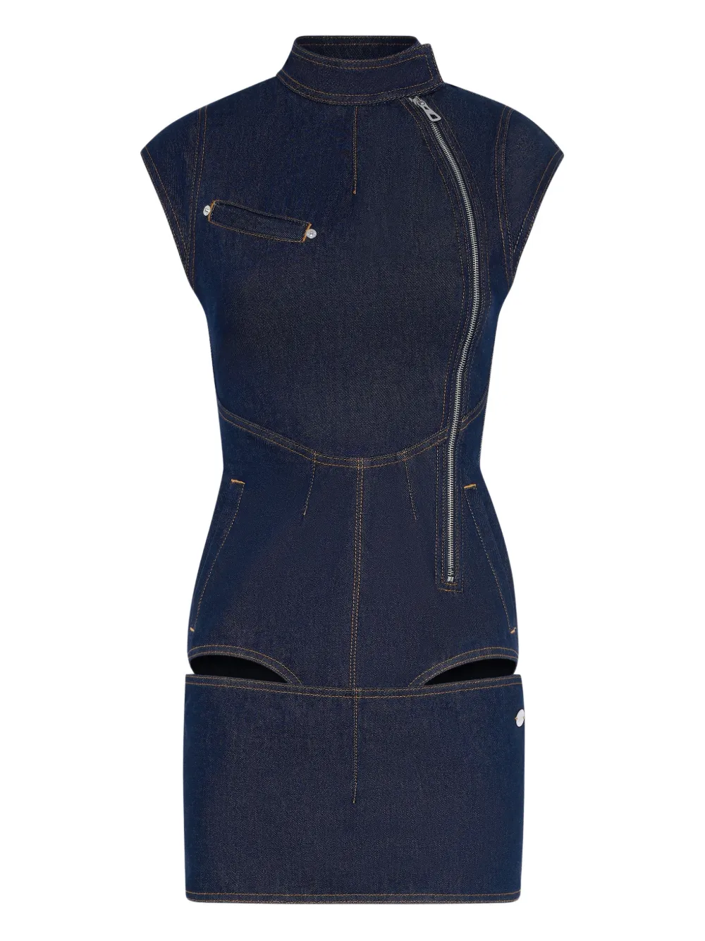 Jean Paul Gaultier Abito corto La Robe denim con zip - Blu