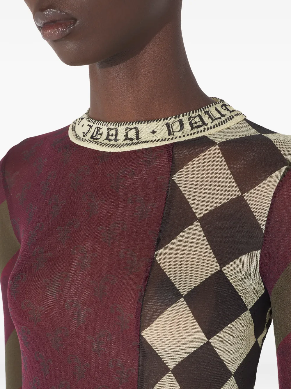 Jean Paul Gaultier Top met patchwork en lange mouwen Rood