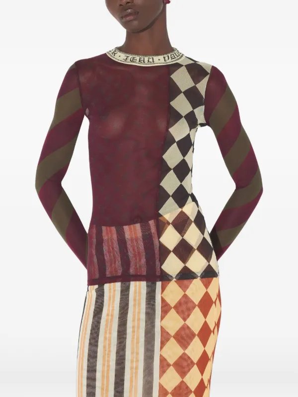 Jean Paul Gaultier Patchwork long-sleeves Top | Red | FARFETCH CA