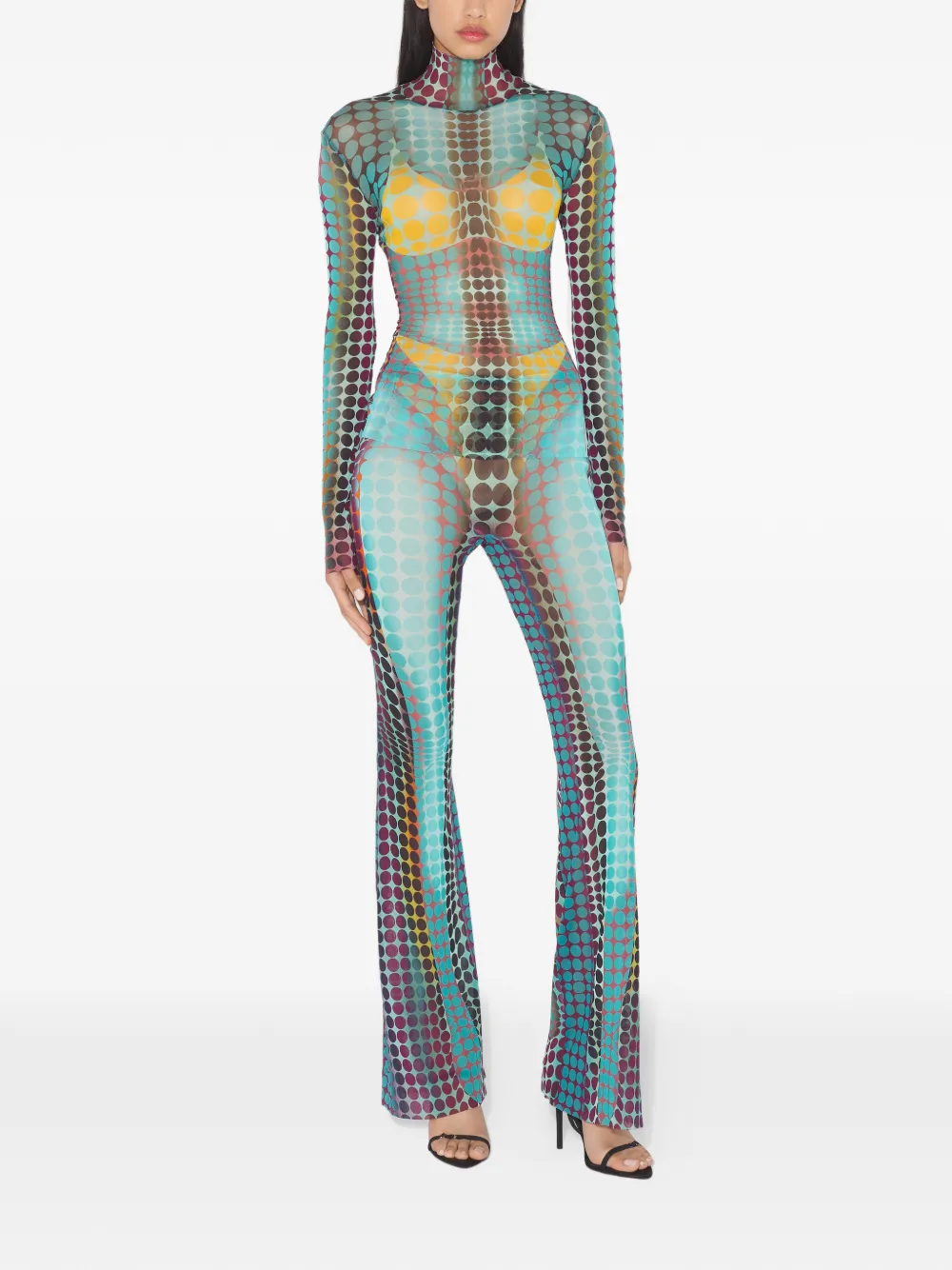 Jean Paul Gaultier Re-edition Flared Printed Trousers In Blue