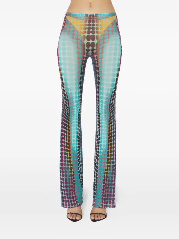 Jean Paul Gaultier Re-edition Flared Printed Trousers in Blue