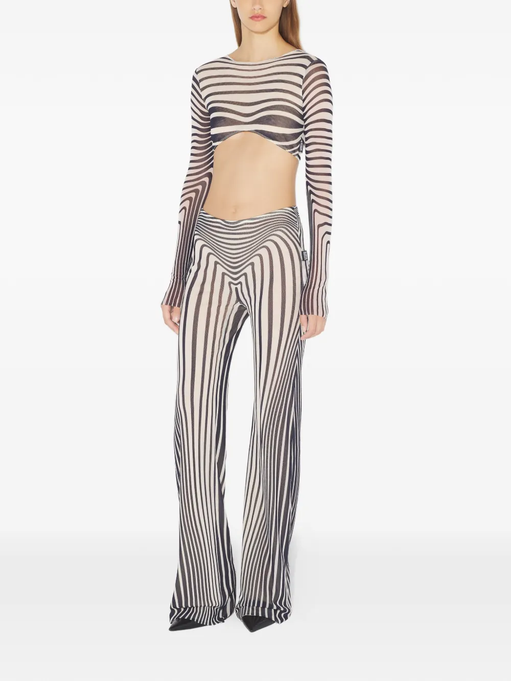 Jean Paul Gaultier elasticated morphing-stripes trousers - Wit