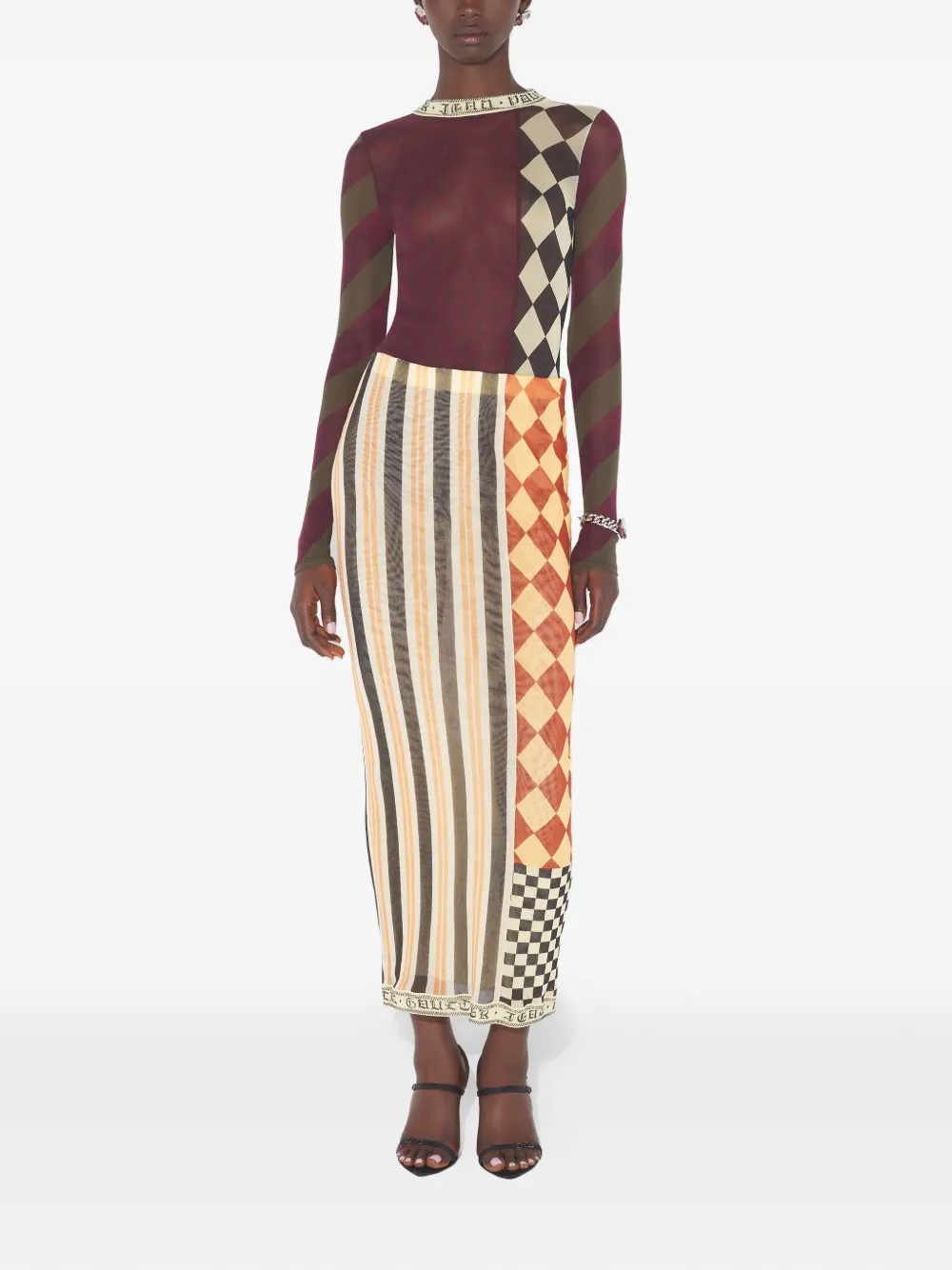 Jean Paul Gaultier Maxi-rok met patchwork - Beige