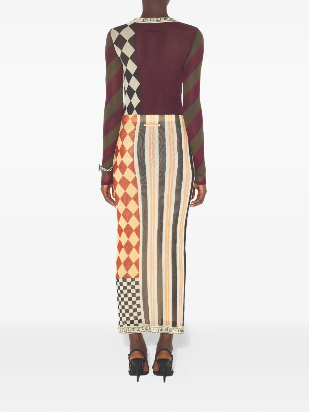  Jean Paul Gaultier Patchwork Printed Maxi Skirt - Neutrals 