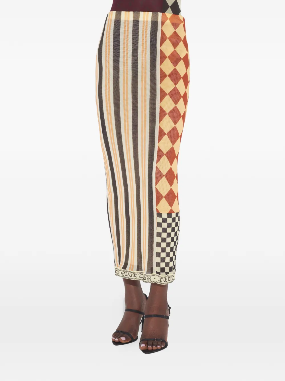 Jean Paul Gaultier Maxi-rok met patchwork Beige