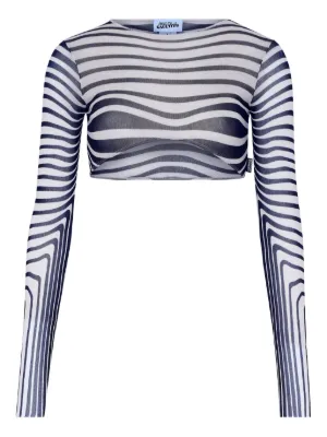Jean Paul Gaultier long-sleeve morphing-stripes Top | White | FARFETCH