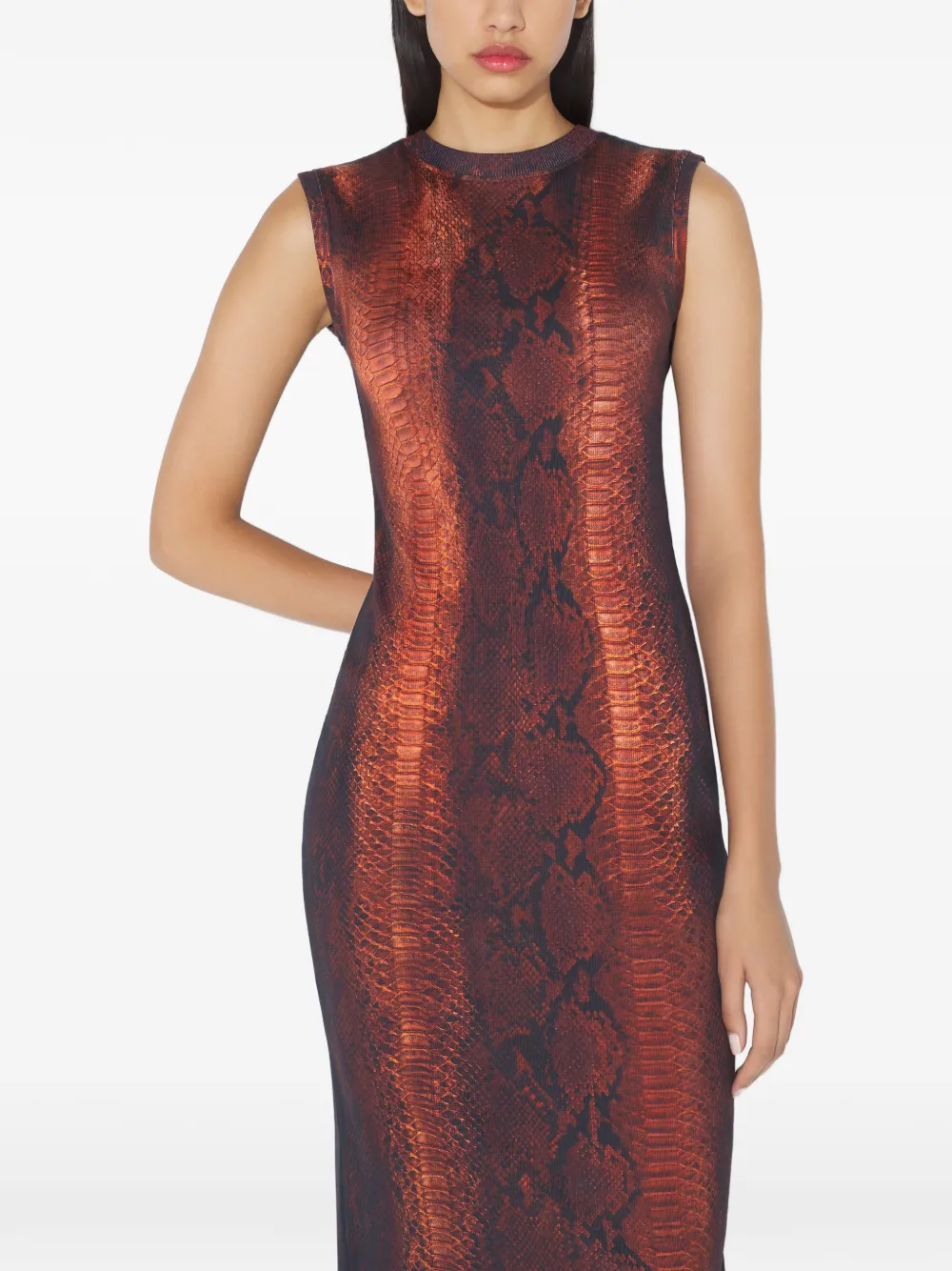 Jean Paul Gaultier Midi-jurk met pythonprint Bruin