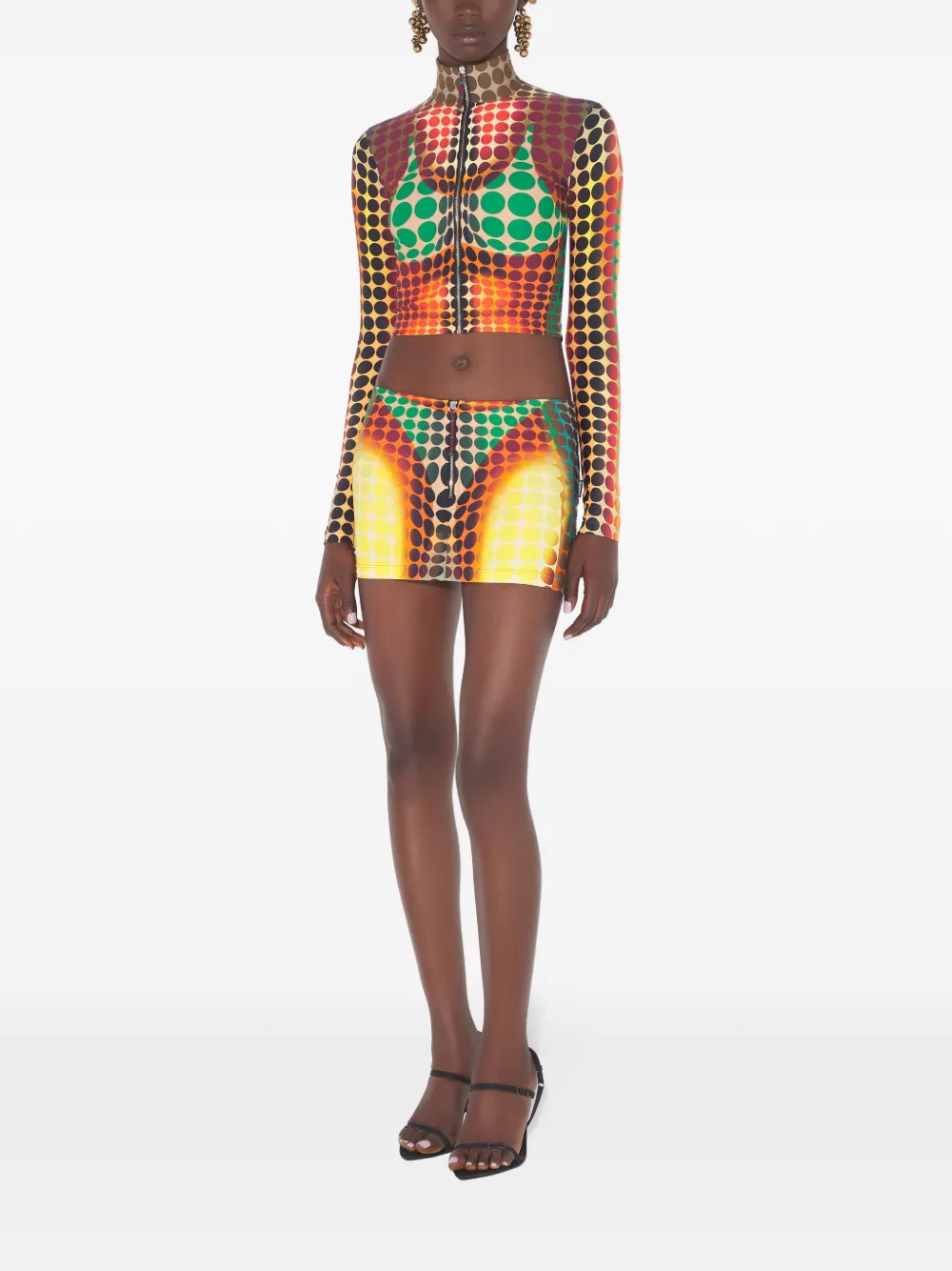 Jean Paul Gaultier Mini-rok met stippen en rits - Geel