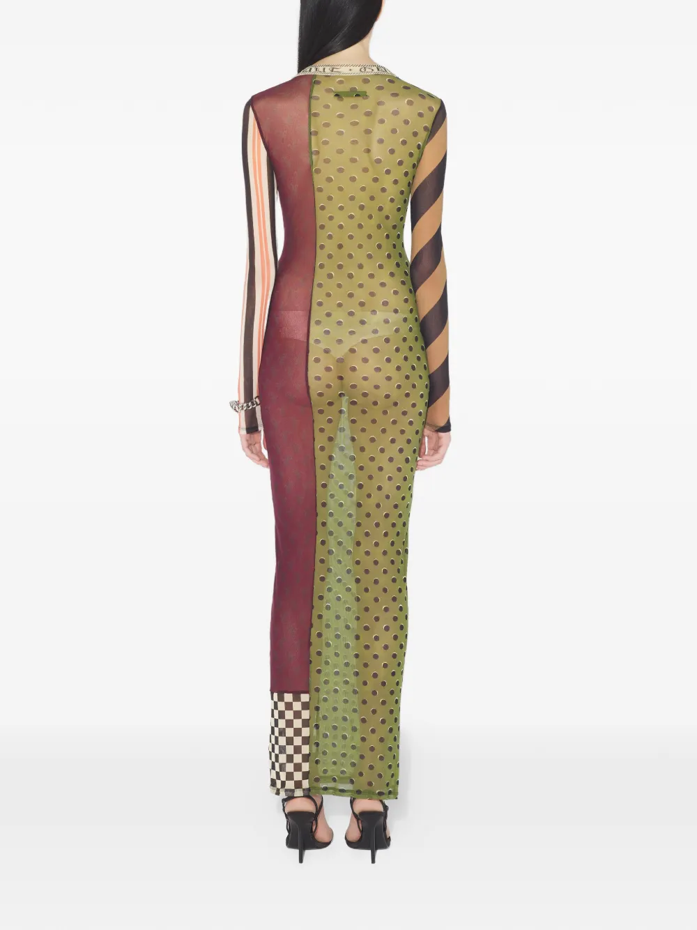 Jean Paul Gaultier Maxi-jurk met patchwork en print Groen