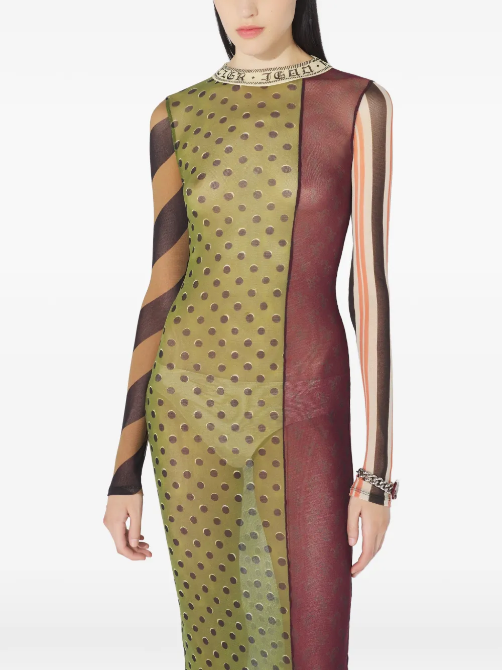 Jean Paul Gaultier Maxi-jurk met patchwork en print Groen