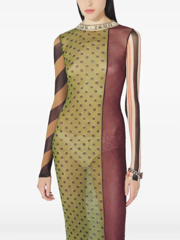 jean paul gaultier green dress Patchwork Printed Maxi | smocked waist cotton dress