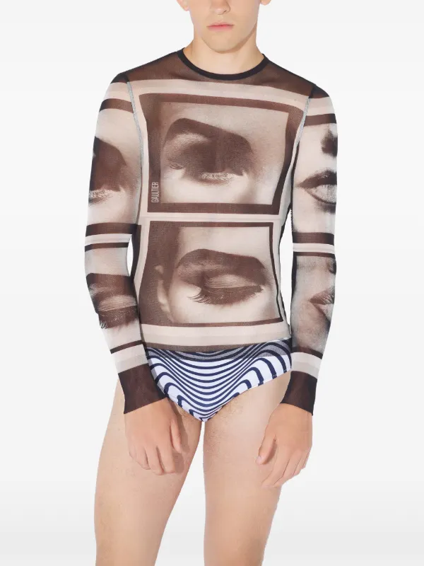 Jean Paul Gaultier Printed long-sleeve Top | Brown | FARFETCH