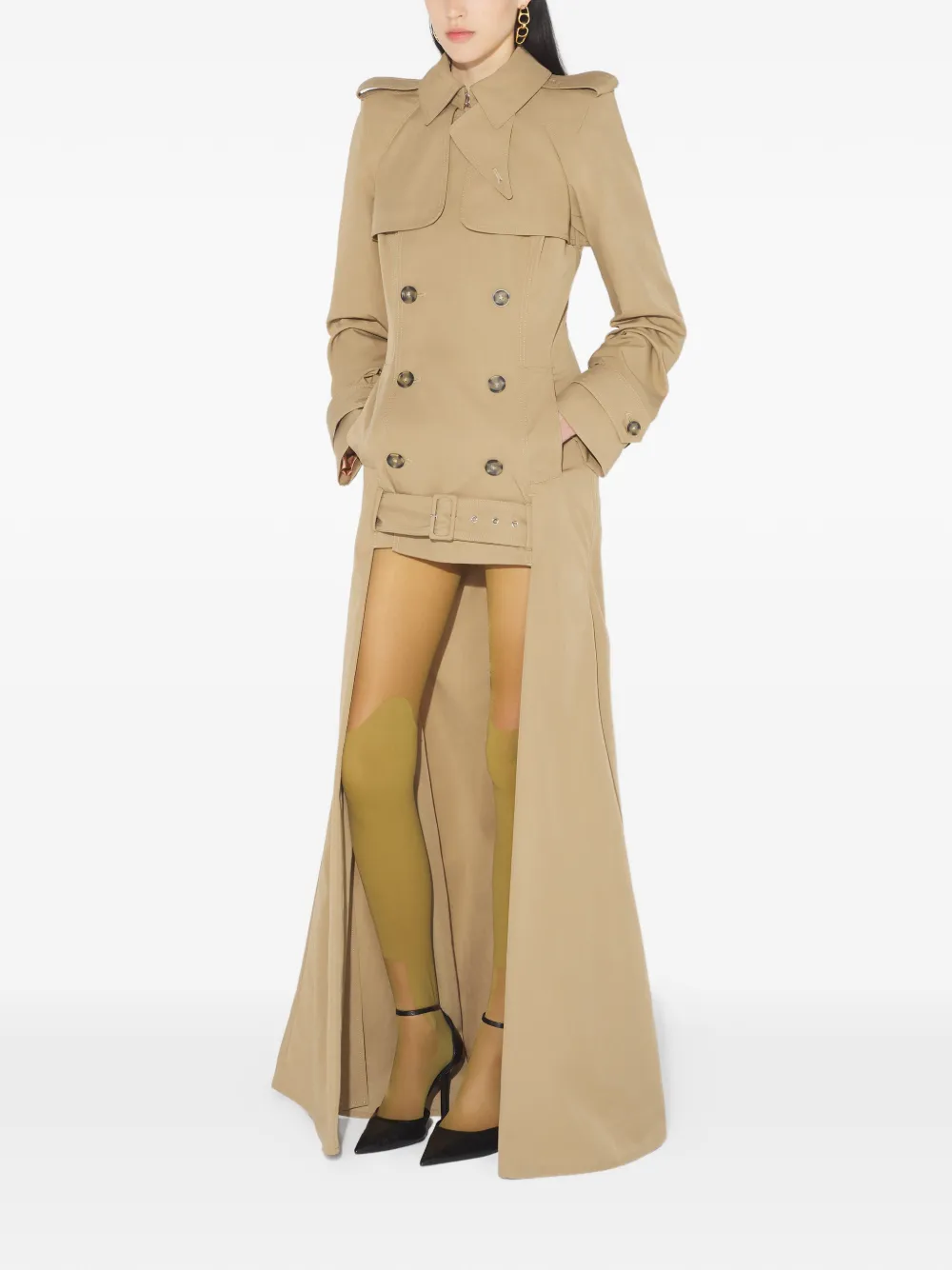 Jean Paul Gaultier Trenchcoat met ceintuur en knopen Beige