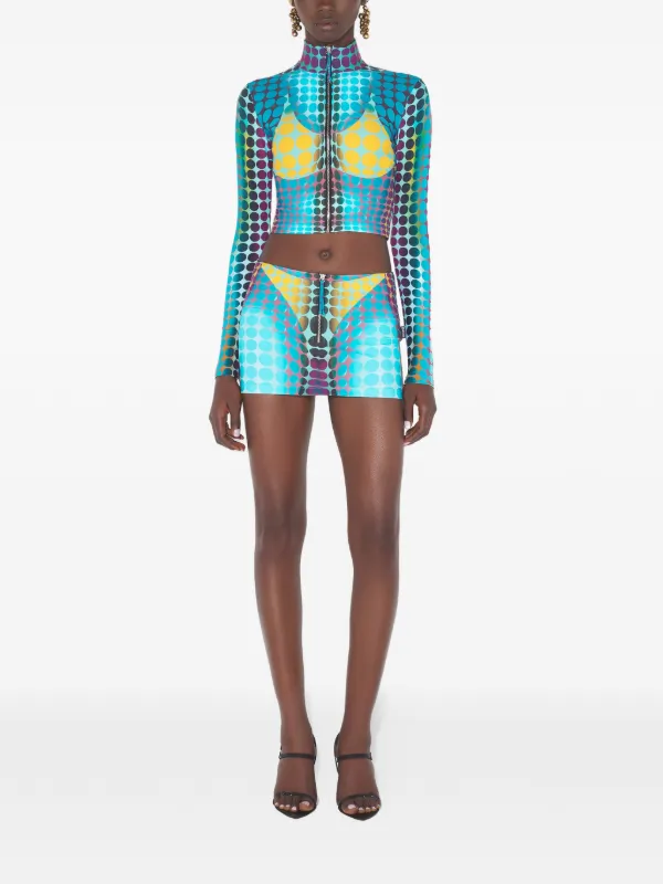 Jean Paul Gaultier zip-up dots-print Mini Skirt | Blue | FARFETCH