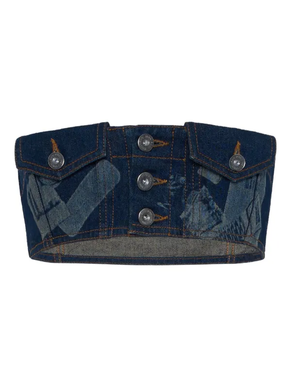 JEAN PAUL GAULTIER TROMPE L’OEIL ZEBRA Wood trompe l'œil tulle straight pants in black - Jean Paul