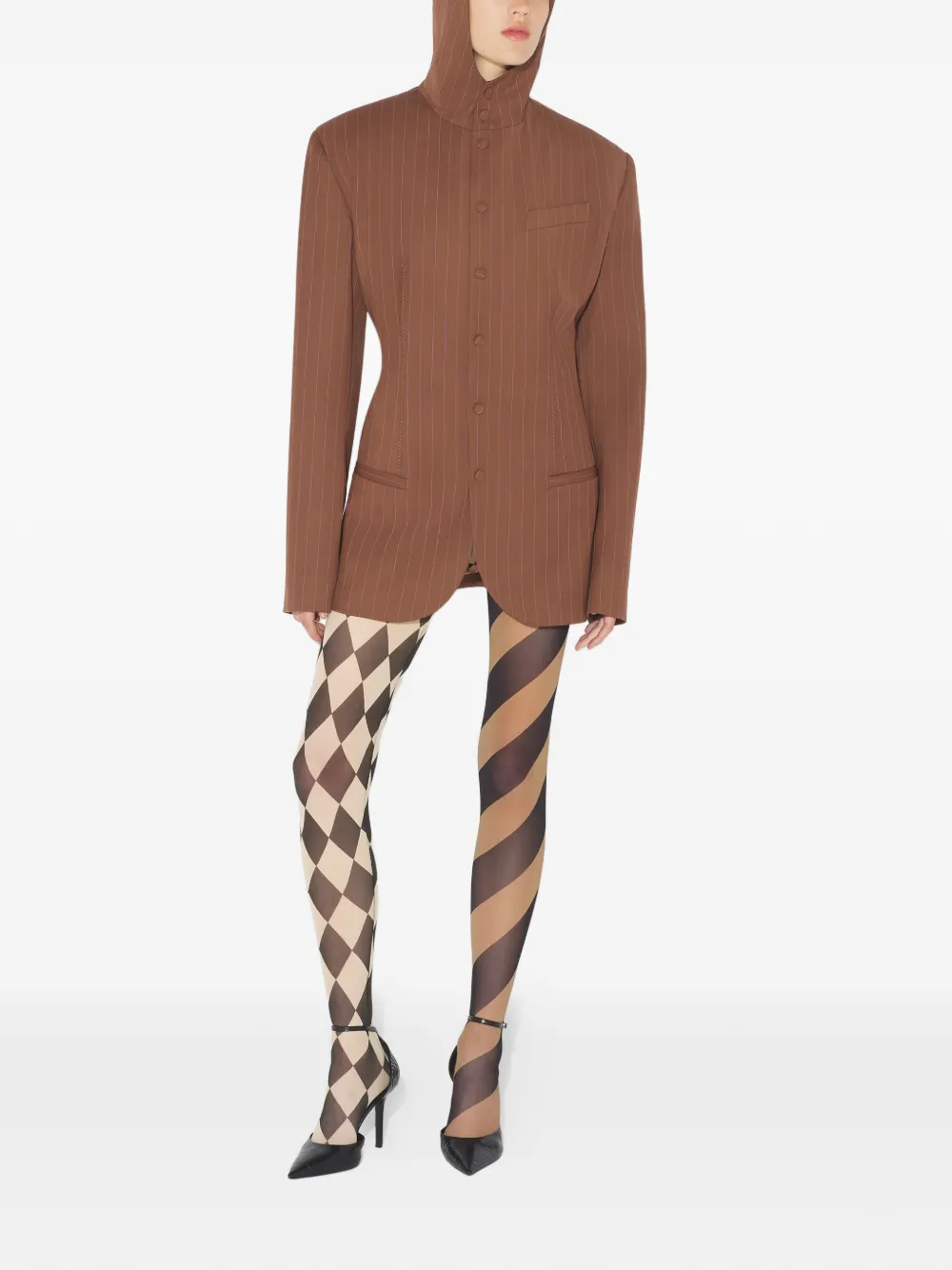 Jean Paul Gaultier Jack met krijtstreep en capuchon Bruin