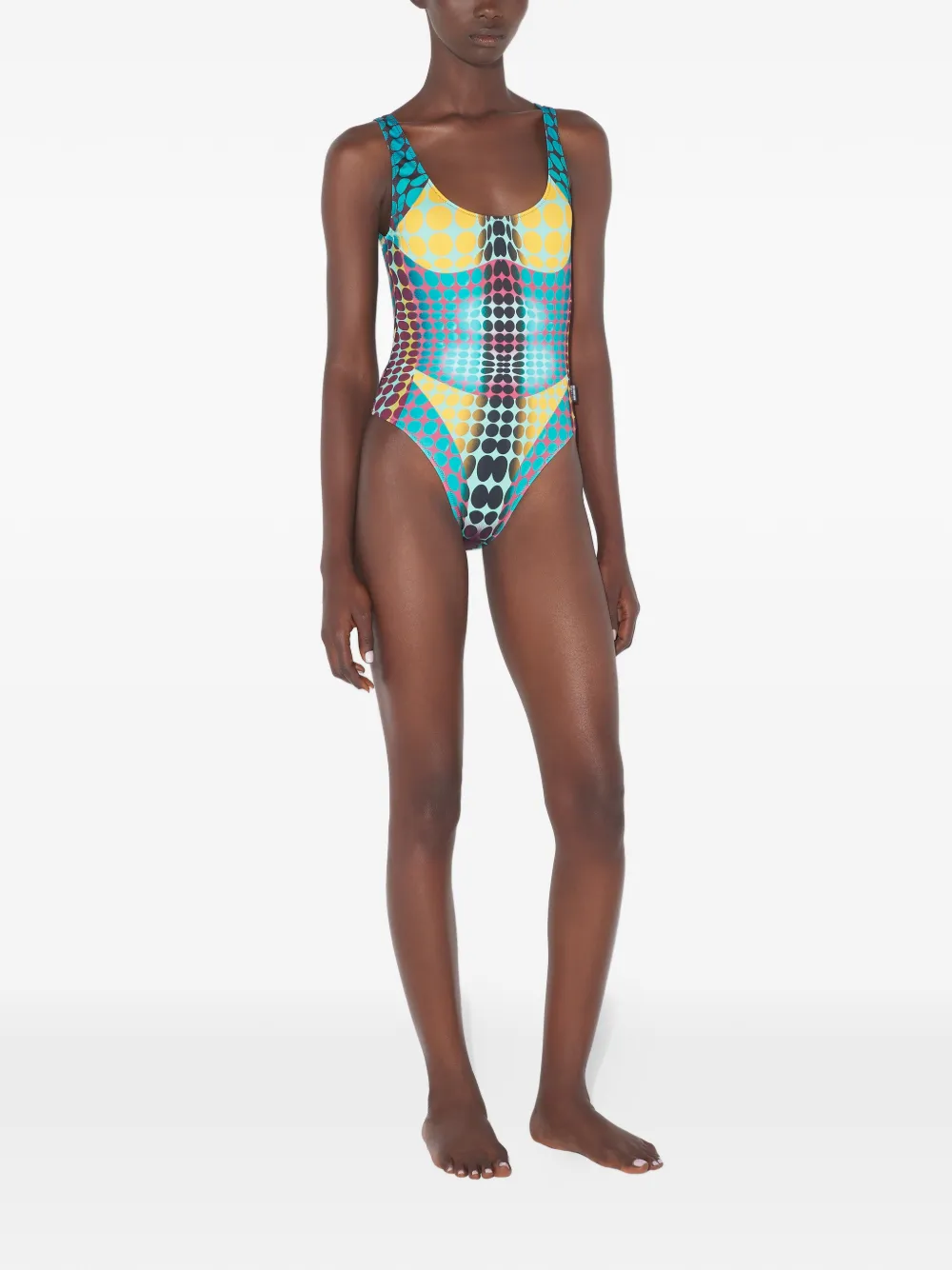 Jean Paul Gaultier Re-edition Printed Swimsuit In Blue
