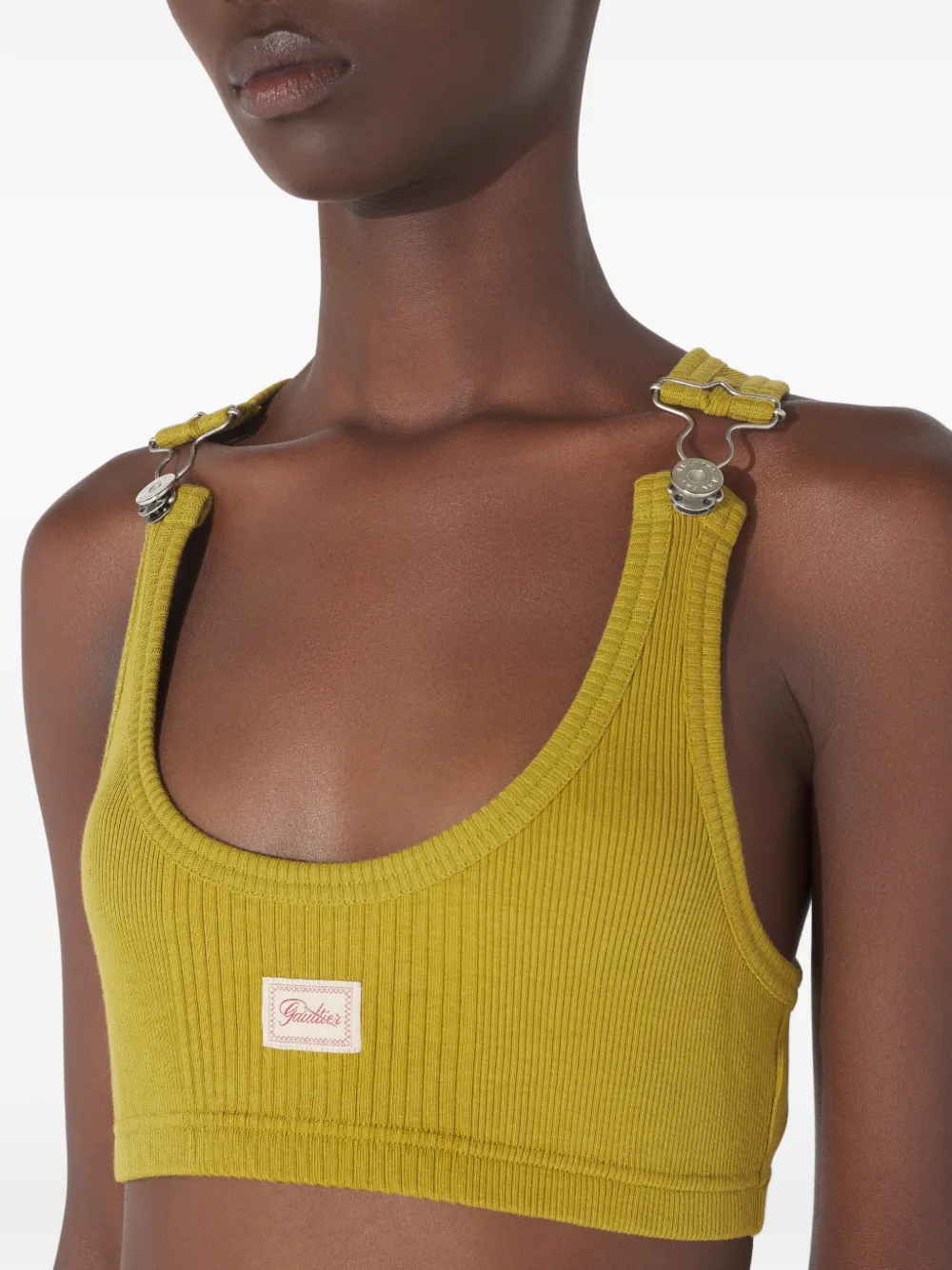 Jean Paul Gaultier Geribbelde bh met patch Geel