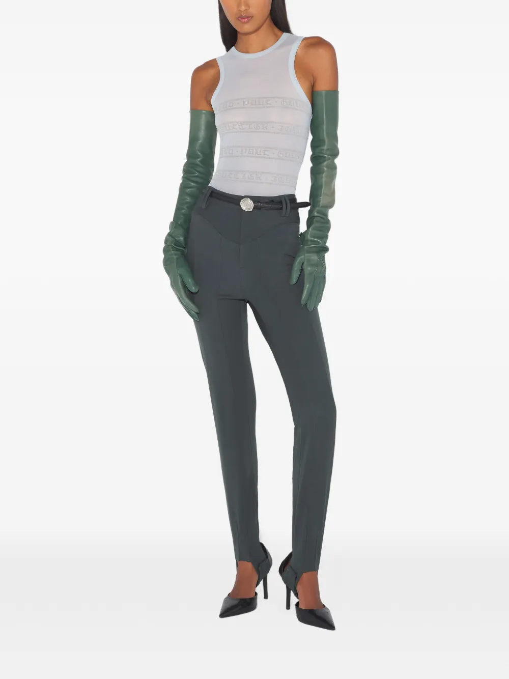 Jean Paul Gaultier Gesmockte body met mesh Blauw