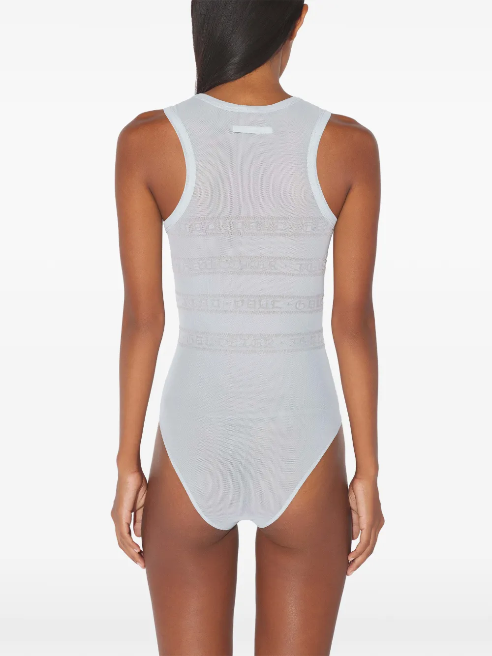 Jean Paul Gaultier Gesmockte body met mesh Blauw