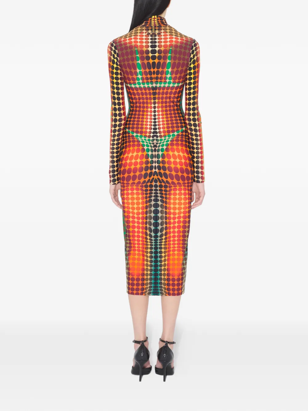 Jean Paul Gaultier High-neck Zip-up Midi Dress In Multi