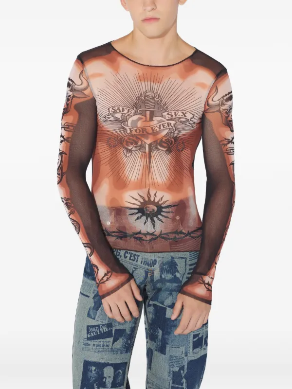 Jean Paul Gaultier The Safe Sex Tattoo ロングスリーブ トップ